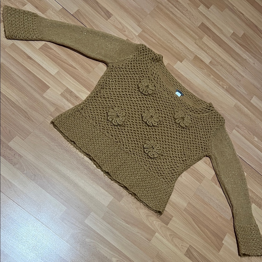 Women's Stylish Knit Gold Sparkling Sweater Sz.XL